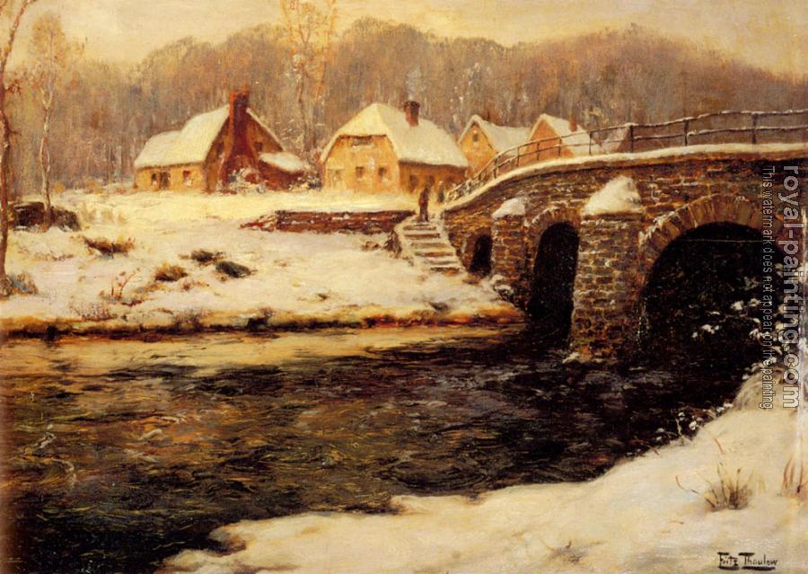 Frits Thaulow : A Stone Bridge Over A Stream In Winter